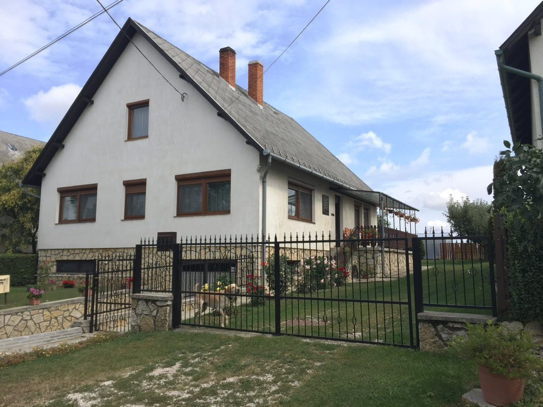 Fekete kovácsoltvas kerítés családi ház előtt